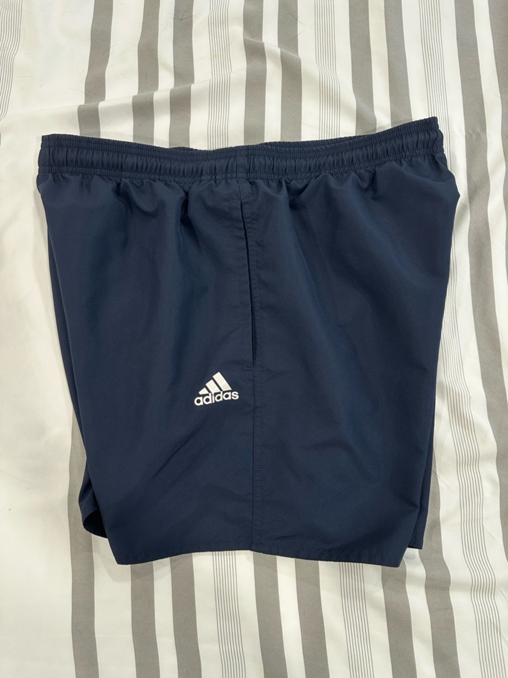 adidas Dark Blue Mesh-Lined Athletic Shorts with Logo Tag